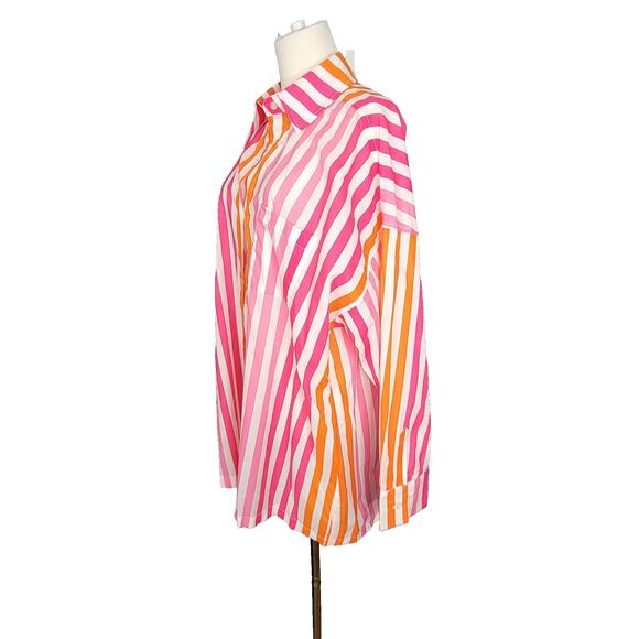 Beach Riot Top Size L  Alexa Sunset Stripes Cover Up Womens Large Button Up New - Picture 3 of 14